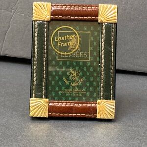 Loui michel leather picture frame elysees brown green leather gold accents 2 x 3